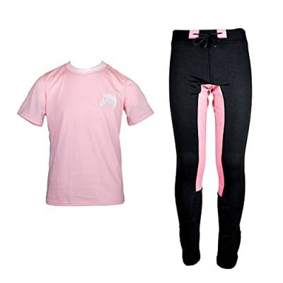 MS-Trachten Reitset Leni Reitleggings mit rosa T- Shirt Pferdekopf gestickt (122-128) von MS-Trachten