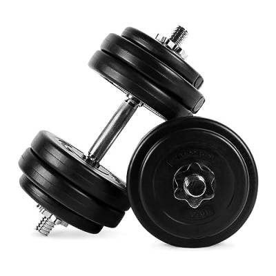 MSPORTS Hantelset Kurzhanteln 2er Set Premium 20 kg oder 30 kg Hantelstange, Hantelscheiben und Sternverschlüsse I Hantelstangen gerändelt 30/31mm Hantel (30 KG) von MSPORTS