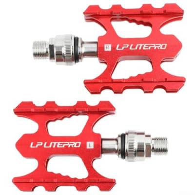 Ultraleichtes Fahrradpedal aus Aluminiumlegierung, Schnellentriegelung, optimale Griffigkeit und Stabilität (rot) von MeevrgR