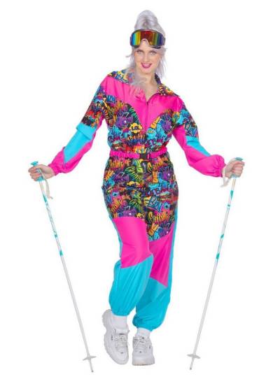 Metamorph Kostüm 80er Après Ski Anzug für Frauen, Das hat Willy Bogner so nicht gewollt: Ski-Overall in voller Farbprach von Metamorph