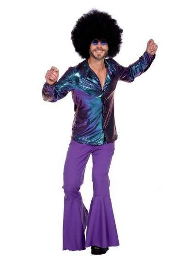 Metamorph T-Shirt 70er Jahre Hemd Disco Dancer lila Irisierend schimmerndes Hemd für den Disco King von Metamorph