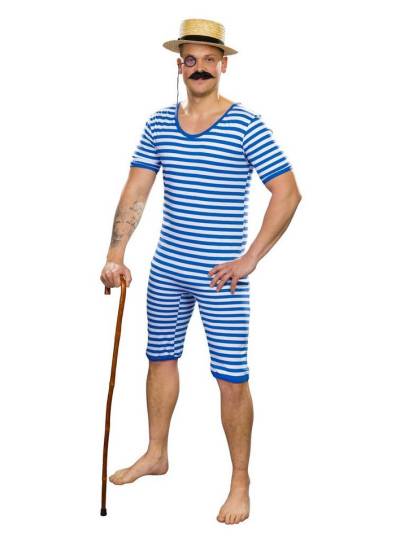 Metamorph T-Shirt Herren Badeanzug blau-weiß Ob Strandpromenade oder Zirkuszelt: Streifen mit Stil von Metamorph