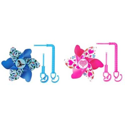 Misamo Kinderwagen-Windmühlen-Dekoration, mit Blumenmuster Am Lenker, Drehendes Dekorationszubehör für Fahrräder von Misamo