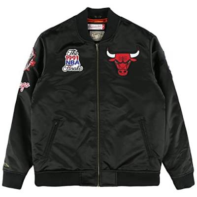 Mitchell & Ness M&N Satin Bomber Jacke - Flight Chicago Bulls schwarz - L von Mitchell & Ness