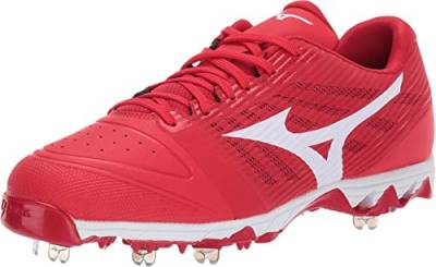 Mizuno Herren 9-Spike Ambition Low Metal Baseball Schuh, Herren, 9-Spike Ambition Low Mens Metal Baseball Cleat, Rot-Weiß (1000), 11.5 von Mizuno