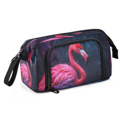 Mnsruu Federmäppchen mit rotem Flamingo, großes Fassungsvermögen, Schreibwaren-Tasche für Büro, Schule, mehrfarbig, Schulranzen von Mnsruu