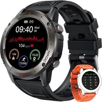 Motsfit Fur Herren mit Pulsuhr Schrittzähler Smartwatch (1,42 Zoll, Andriod iOS), mit Großes Display Telefonfunktion IP68 Wasserdicht Fitness Tracker von Motsfit