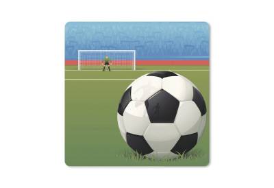 MuchoWow Gaming Mauspad Eine Illustration eines Fußballs auf dem Feld im Stadion - Jungen - (1-St), Mousepad mit Rutschfester Unterseite, Gaming, 40x40 cm, XXL, Großes von MuchoWow
