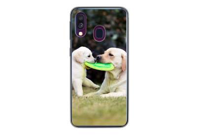MuchoWow Handyhülle Hund mit seinem Welpen und einem Frisbee, Handyhülle Samsung Galaxy A40, Smartphone-Bumper, Print, Handy von MuchoWow
