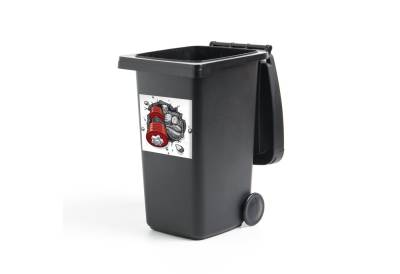 MuchoWow Wandsticker Eine Illustration eines Bodybuilders mit einer roten Hantel (1 St), Mülleimer-aufkleber, Mülltonne, Sticker, Container, Abfalbehälter von MuchoWow