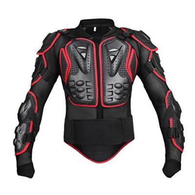 Motorrad Schutz Jacke Atmungsaktiv Einstellbar Brustschutz Sport Fallschutz Schutzjacke Motocross Protektorenjacke (Schwarz Rot, 2XL) von N / A