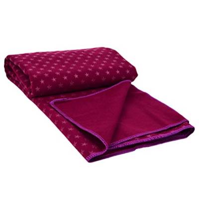 N / A Handtuch für Yogamatte Rutschfester Sportmatte mit Tasche Yogamattenauflage für Sportliche Fitnessübungen Zuhause - Weinrot, 183 * 63cm von N / A