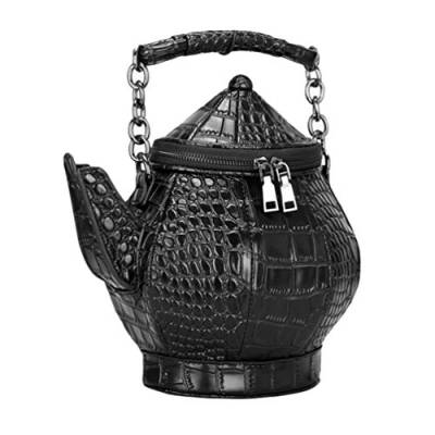 Retro Umhängetasche Teekannenform Geldbeutel Crossbody Handtasche Schultertasche für Damen - Schwarz, 27 * 16 * 10cm von N / A