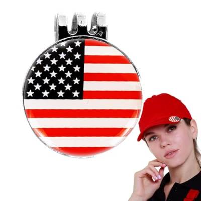 NEFLUM Golfballmarker, 25 mm, magnetische Zinklegierung, Golfmützen-Clip, Motiv: amerikanische Flagge, langlebiger Ballmarker, tragbarer Golfballmarker für Männer, Frauen, Golfer von NEFLUM