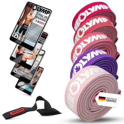 Pull Up Bänder NEOLYMP Premium Fitnessbänder Set aus Baumwolle - waschbare Resistance Bands, Widerstandsbänder, Gymnastikband inkl. E-Book mit Fitnessbänder-Übungen von NEOLYMP