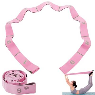 NIDONE Yoga-Gurt 45 Zoll 9 elastische Dualschicht nummeriert Unisex Stretchband Polyester Baumwollgeruchsfreies Yoga-Zubehör für 141-160 cm Höhe, 2, Yoga-Gurt von NIDONE