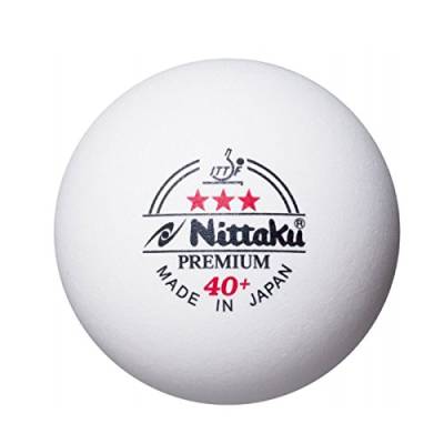 NITTAKU Tischtennisbälle Plastikball Premium 3 Stern Weiss 40+ ITTF, 30 Stücke, original und neu von NITTAKU