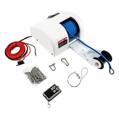 NaMaSyo Elektrische Ankerwinde mit Fernbedienung & Drahtloser Fernbedienung Boot Winch Salzwasser Anker Winde für Anker bis 25LBS von NaMaSyo