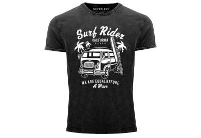 Neverless Print-Shirt Cooles Angesagtes Herren T-Shirt Vintage Shirt Retro Bus Surfen Aufdruck Used Look Slim Fit Neverless® mit Print von Neverless