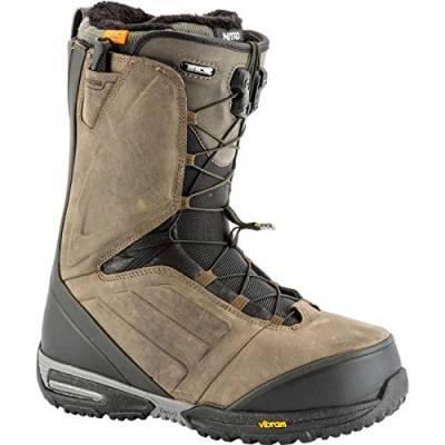 Nitro Snowboards Herren EL Mejor TLS '19 Premium Leder Snowboardschuh Snowboardboot mit Schnellschnürsystem Highend Freeride Carving Softboot Boots, Destressed Brown, 26.5 von Nitro