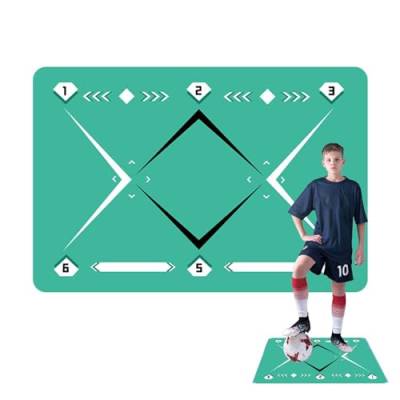 Nuyhgtr Fußball-Trainingsmatte, 90 x 60 cm, leises Fußball-Sabber-Übungspad, stoßdämpfende Teppich, Fußball-Trainings-Bodenmatte, verbessert Gleichgewicht, Koordination und Kraft von Nuyhgtr