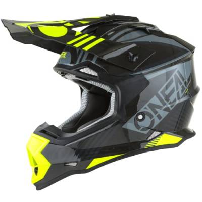 O'NEAL | Motocross-Helm | MX Enduro | ABS-Schale, Lüftungsöffnungen für optimale Belüftung & Kühlung | 2SRS Helmet Rush V.22 | Erwachsene | Grau Neon-Gelb | Größe L von O'NEAL