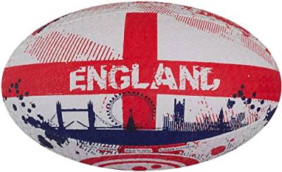Optimum England-National-Rugbyball, ikonischer Stil mit großartiger Flug- und Luftrückhaltung, gummierte Oberfläche für verbesserten Halt, 2-lagiger 410-g-Ball, Größe Midi von OPTIMUM
