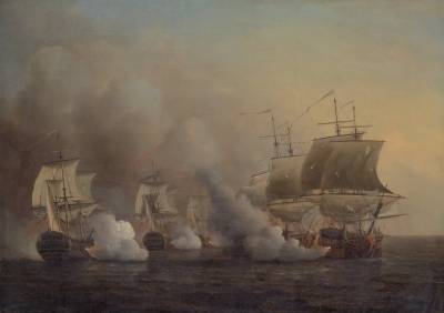 Kunstdruck Action off the Cape of Good Hope Samuel Scott Schiffe Kampf Schlacht B, (1 St) von OTTO