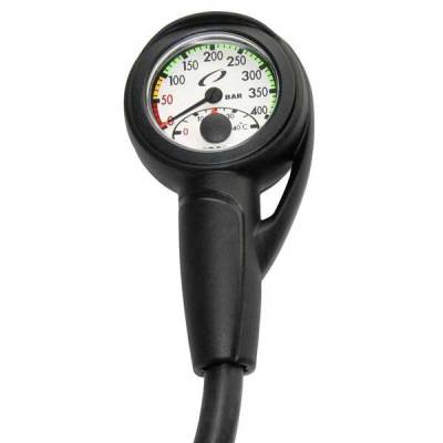 Oceanic Slimline Pro Pressure Gauge Module With Hose & Boot Schwarz von Oceanic