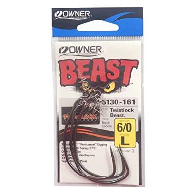 Owner BC Beast Twistlock 5130 - Wide Gap Haken mit Schraubspirale für Gummifische & Jigs, Offsethaken mit Spirale, Jighaken, Größe/Packungsinhalt:Gr. 6/0-3 Stück von Owner