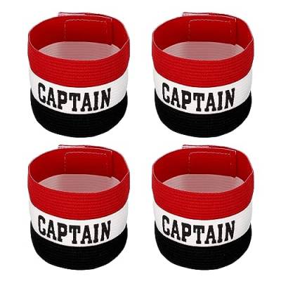 PATIKIL 4Pack Kapitänsarmband elastisch Armband für Fußballteamschulung Schwarz Weiß Rot von PATIKIL