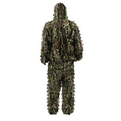PELLOR 3D Ghillie Tarnanzug, Jungle Regenponcho Ghillie Suit Camouflagemit Tarnkleidung Geeignet zum Verstecken von Spielen, Outdoor, Jagen (Grün,M) von PELLOR