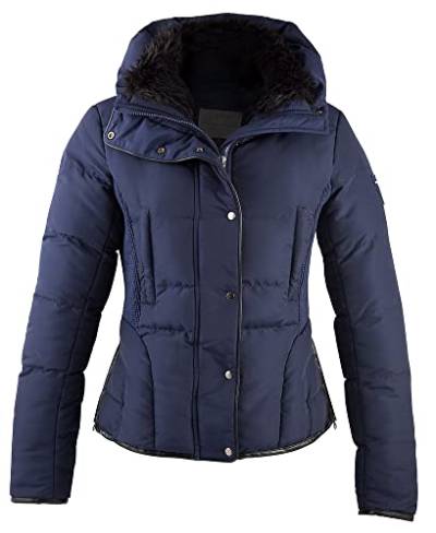 PFIFF 102073 Steppjacke Mollymook, wattierte Jacke, Seitenschlitze mit Reißverschluss, Stehkragen, Zwei-Wege-Reißverschluss mit Druckknopfleiste, Damenjacke, Reitjacke, Blau, Damen 40 von PFIFF