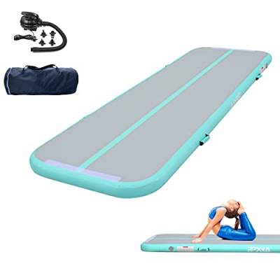 Gymnastikmatte Aufblasbar Gymnastik Tumbling Matte 3M 20CM Höhe, Air Matte Turnmatte Trainingsmatte Sportmatte mit elektrischer Luftpumpe, Matte Turnen für zuhause Outdoor Yoga Grün von PPXIA