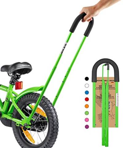 Prometheus Schubstange - Schiebestange Haltestange für Kinderfahrrad - Achsmontage - verstellbare Fahrrad Lernhilfe in Grün Edition 2024 von PROMETHEUS BICYCLES