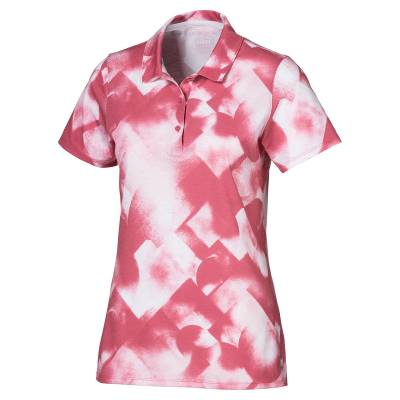 Puma Golf Womens Pink And White Stylish Soft Geo Golf Polo Shirt | American Golf von PUMA Golf