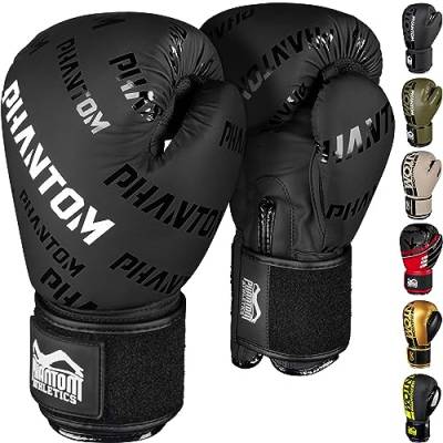 Phantom Boxhandschuhe APEX | MMA Thai Boxing Gloves | Männer (Velcro - Schwarz, 16 Oz) von Phantom Athletics