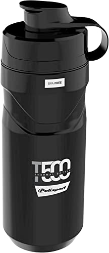 POLISPORT 8645500002 - Thermoflasche Modell T500 für Radfahren mit einem Fassungsvermögen von 500 ml. BPA-freie Trinkflasche für Radfahrer in schwarz/grau von Polisport