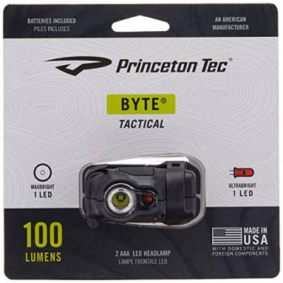 Princeton Tec Byte Taktische Stirnlampe, 200 Lumen, Schwarz, BYT-TAC-BK von Princeton Tec