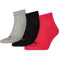 3er Pack PUMA Quarter Plain Socken black/red 39-42 von Puma