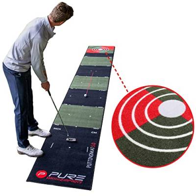 Pure2Improve Golf Puttingmatte 500x65cm, Putting Übungsmatte, Putt Matte, Trainingsmatte zum Putten, Golfmatte, Schwarz/Grün/Rot von Pure2Improve