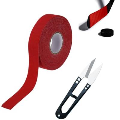 QEEROYO Schläger Tape, Hockey Tape, 25M Self Adhesive Hockey Stick, Hockeyschläger Tape, Anti Slip Hockey Stick Tape, Anti-Rutsch Grip Band für Golf-, Tennis-, Badminton, Mit Schere, Rot von QEEROYO