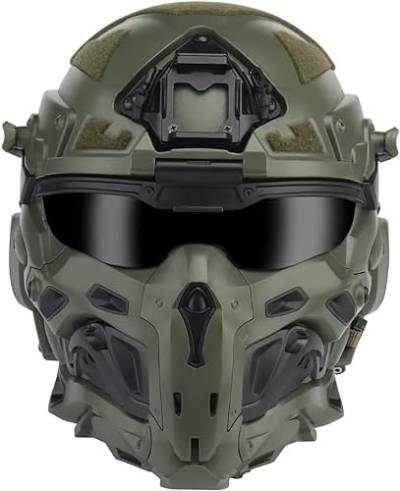 2022 Neuer einteiliger Airsoft-Vollgesichtsmasken-Taktik-Militärhelm Mit Integriertem Taktischem Headset-Anti-Fog-Lüfter Und Sonnenschutz-Schiebebrille von QJYZHAN