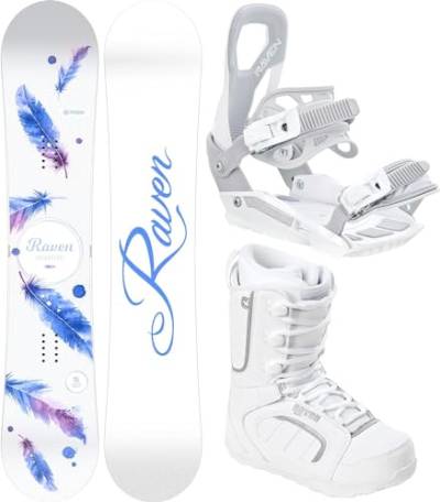 RAVEN Snowboard Set: Snowboard Mia White + Bindung s230 White + Boots Pearl (143cm + s230 White S/M + Pearl 38) von RAVEN
