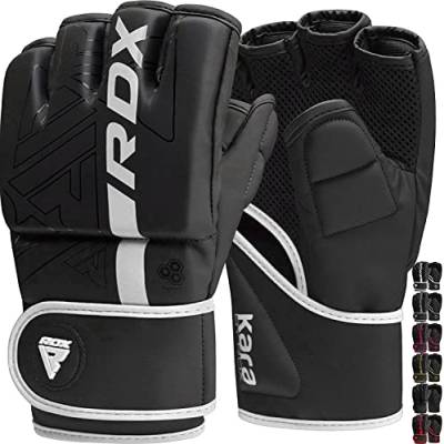 RDX Profi MMA Handschuhe Training, Kara Maya Hide Leder, Sparring Grappling Kampfsport Kickboxen Schwarz Gloves Muay Thai Boxing, Boxsack Pratzen Sandsack Gepolstert Punchinghandschuhe, Männer Herren von RDX