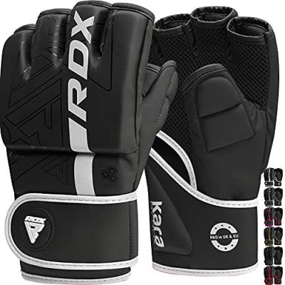 RDX Profi MMA Handschuhe Training, Kara Maya Hide Leder, Sparring Grappling Kampfsport Kickboxen Schwarz Gloves Muay Thai Boxing, Boxsack Pratzen Sandsack Gepolstert Punchinghandschuhe, Männer Herren von RDX