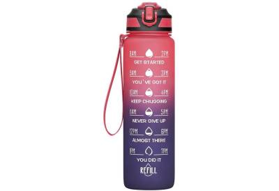 REDOM Trinkflasche Sport Wasserflasche Auslaufsicher Sportflasche 1 Liter BPA-Frei 1L, Zeitmarkierung und Strohhalm Fitness Outdoor Camping Fahrrad Wandern von REDOM