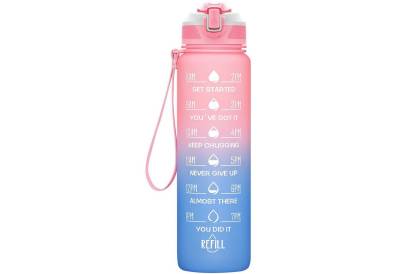 REDOM Trinkflasche Sport Wasserflasche Auslaufsicher Sportflasche 1 Liter BPA-Frei 1L, Zeitmarkierung und Strohhalm Fitness Outdoor Camping Fahrrad Wandern von REDOM