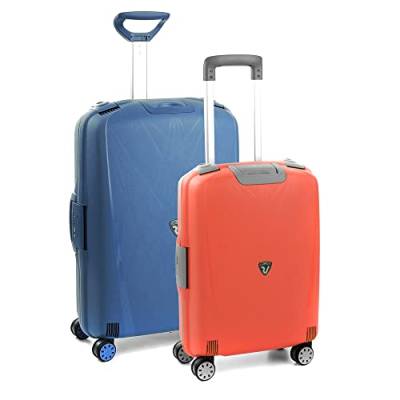 RONCATO Set mit 2 Trolleys, mittelgroß und Handgepäck, starr, Blau und Orange, Robuster, wasserdichter Koffer mit TSA-zugelassenem Sicherheitssystem von RONCATO