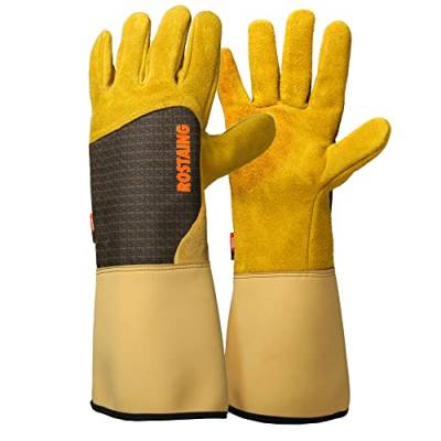 ROSTAING Handschuhe RONCIER - Ein Paar Gartenhandschuhe - Lederschutz - Gartenhandschuhe für Dornen und Brombeeren und Arbeitshandschuhe, Beige von ROSTAING